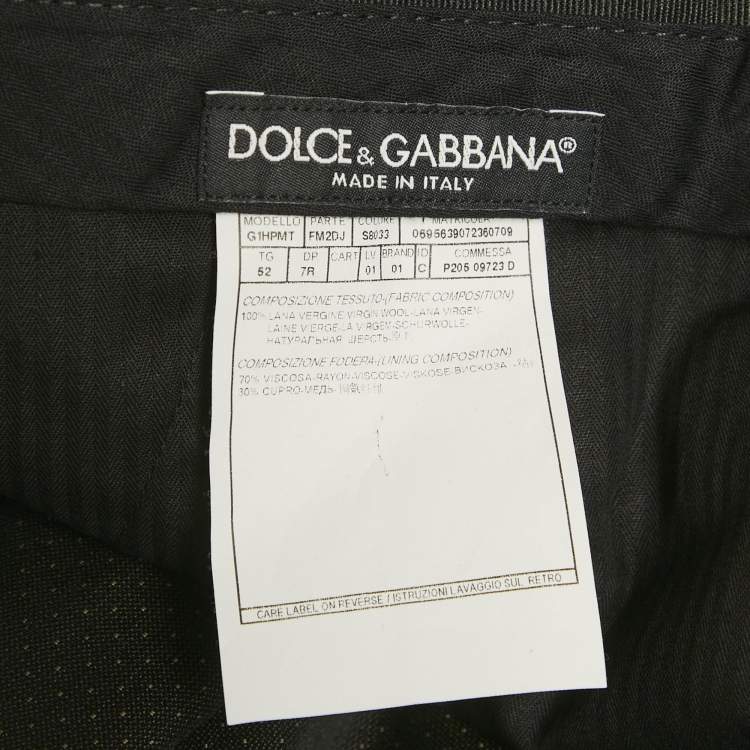 Pre Owned Dolce & Gabbana Black  Dotted Wool Regular Fit Three Piece Suit XL 