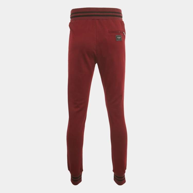 Pre Owned Dolce & Gabbana Red Cotton Knit Jogger Pants S