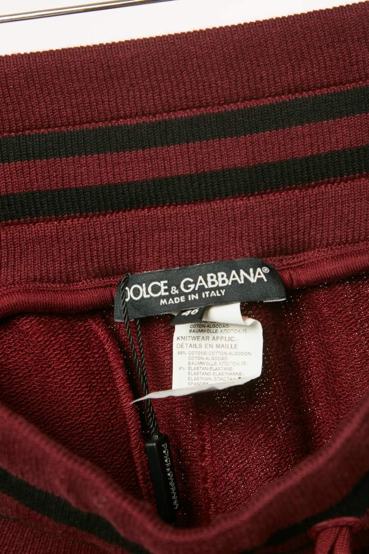 Pre Owned Dolce & Gabbana Red Cotton Knit Jogger Pants S