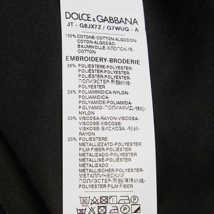 Pre Owned Dolce & Gabbana Black Crown Embroidered Jersey T-Shirt XS