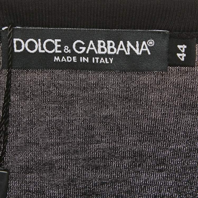 Pre Owned Dolce & Gabbana Black Crown Embroidered Jersey T-Shirt XS