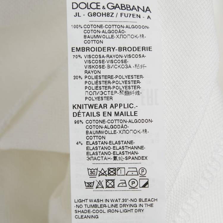 Pre Owned Dolce & Gabbana White Logo Embroidered Pique Polo T-Shirt XXL