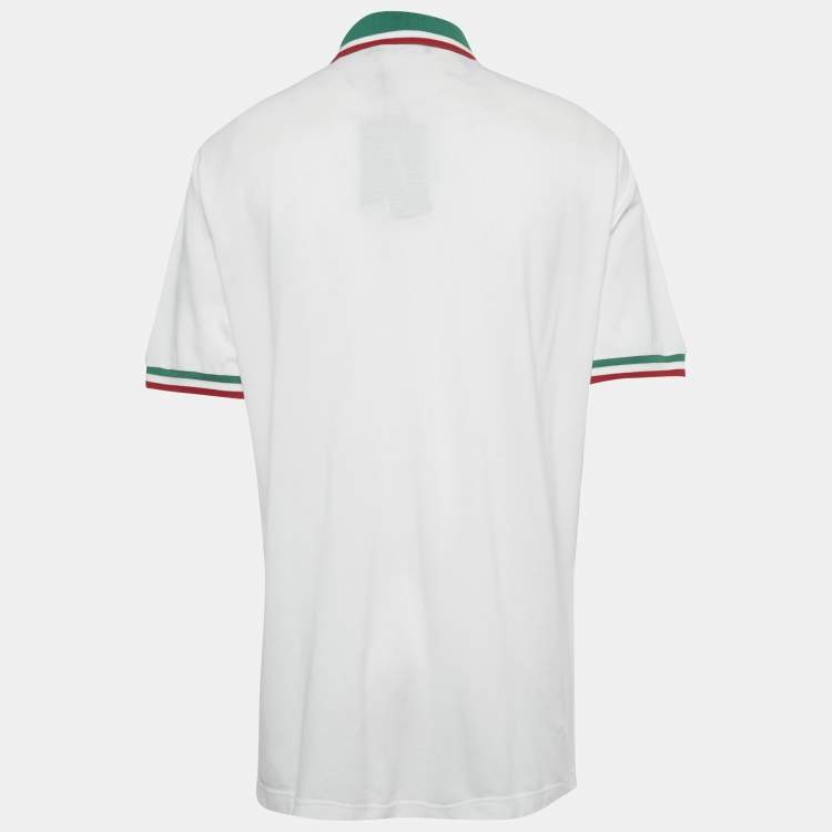 Pre Owned Dolce & Gabbana White Logo Embroidered Pique Polo T-Shirt XXL