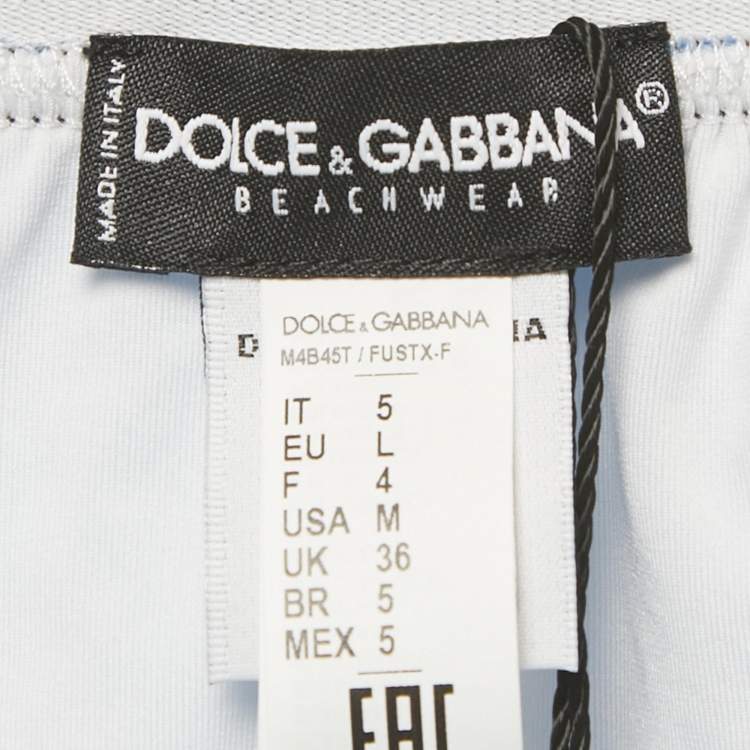 Pre Owned Dolce & Gabbana Blue Logo Waistband Detail Nylon Swim Shorts L