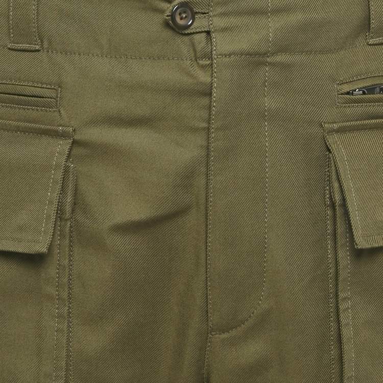 Pre Owned Dolce & Gabbana Olive Green Logo Print Cotton Blend Cargo Pants XL