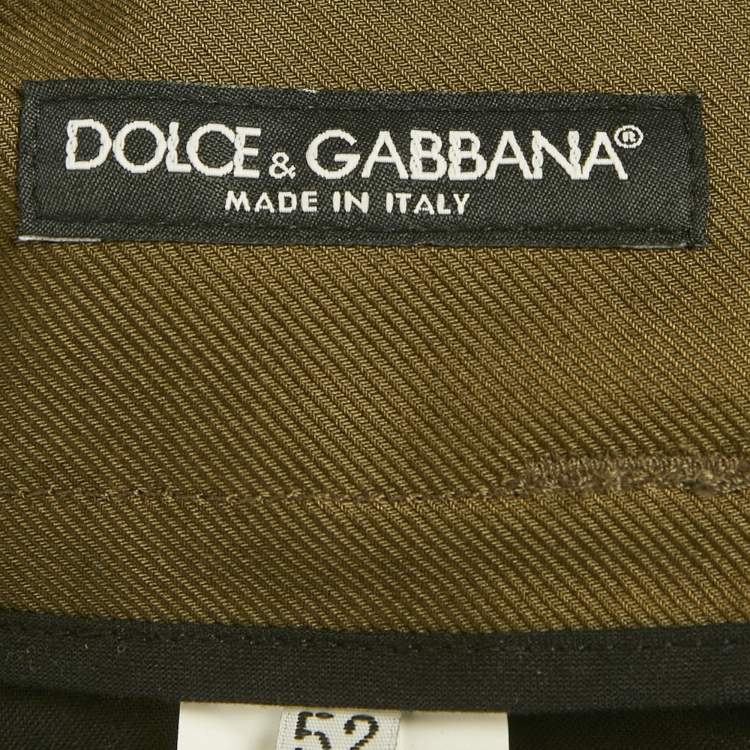 Pre Owned Dolce & Gabbana Olive Green Logo Print Cotton Blend Cargo Pants XL