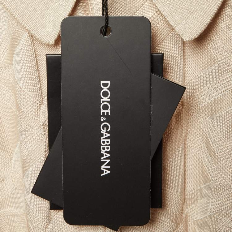 Pre Owned Dolce & Gabbana Beige DG Silk Knit Polo T-Shirt M