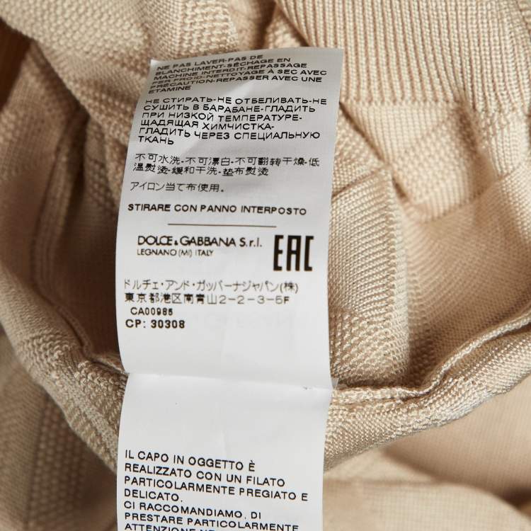 Pre Owned Dolce & Gabbana Beige DG Silk Knit Polo T-Shirt M