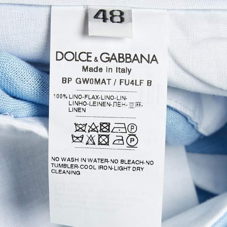 Pre Owned Dolce & Gabbana Blue Linen Pleated Shorts M/Waist 35"