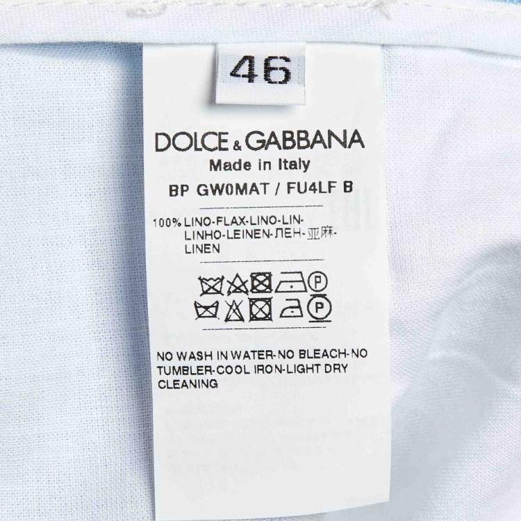 Pre Owned Dolce & Gabbana Blue Linen Bermuda Shorts S/Waist 33"