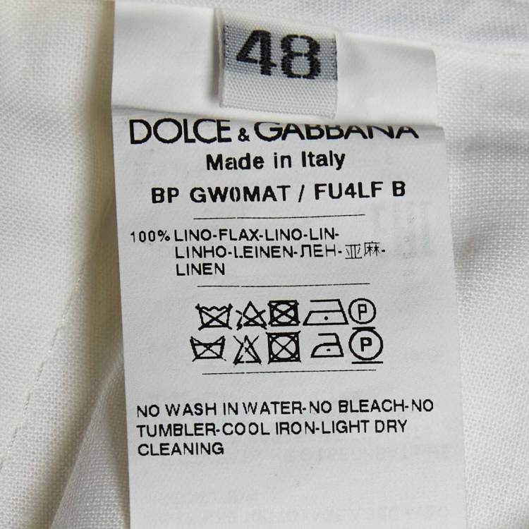 Pre Owned Dolce & Gabbana Off White Linen Bermuda Shorts M