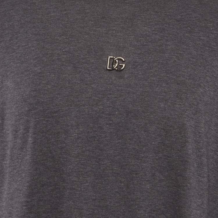 Pre Owned Dolce & Gabbana Grey Jersey DG Detail T-Shirt 4XL