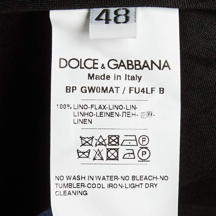 Pre Owned Dolce & Gabbana Navy Blue Linen Bermuda Shorts M/Waist 34"