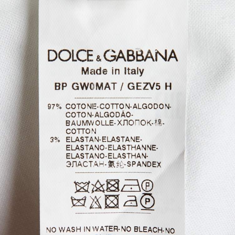 Pre Owned Dolce & Gabbana White Cotton DG Charm Pleated Shorts M/Waist 35"