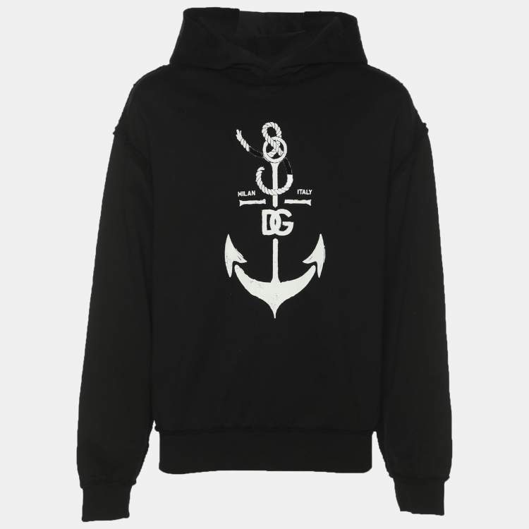 Pre Owned Dolce & Gabbana Black Knit Marina Print Hoodie S