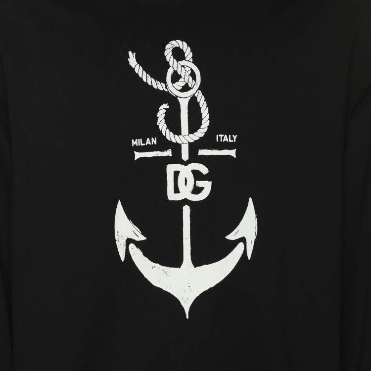 Pre Owned Dolce & Gabbana Black Knit Marina Print Hoodie S