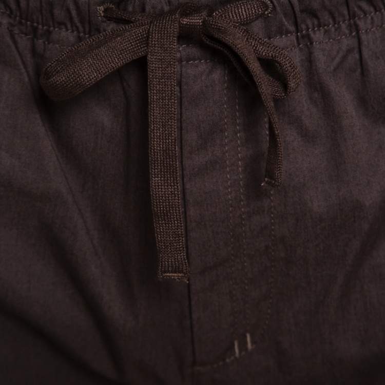 Pre Owned Dolce & Gabbana Brown Cotton Side Stripe Detail Elastcized Waist Pants S