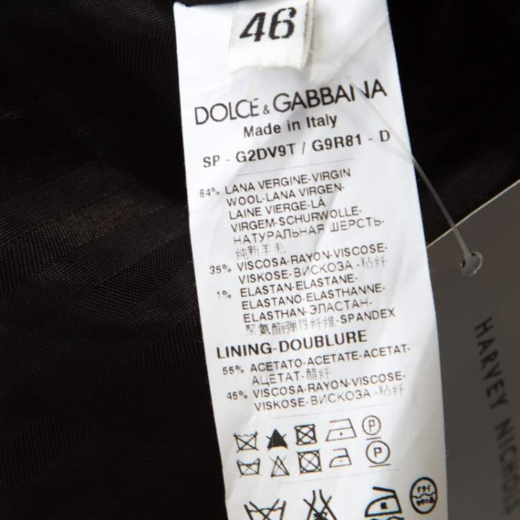 مملوكة مسبقًا Dolce & Gabbana Charcoal Grey Wool Waistcoat Style Blazer S