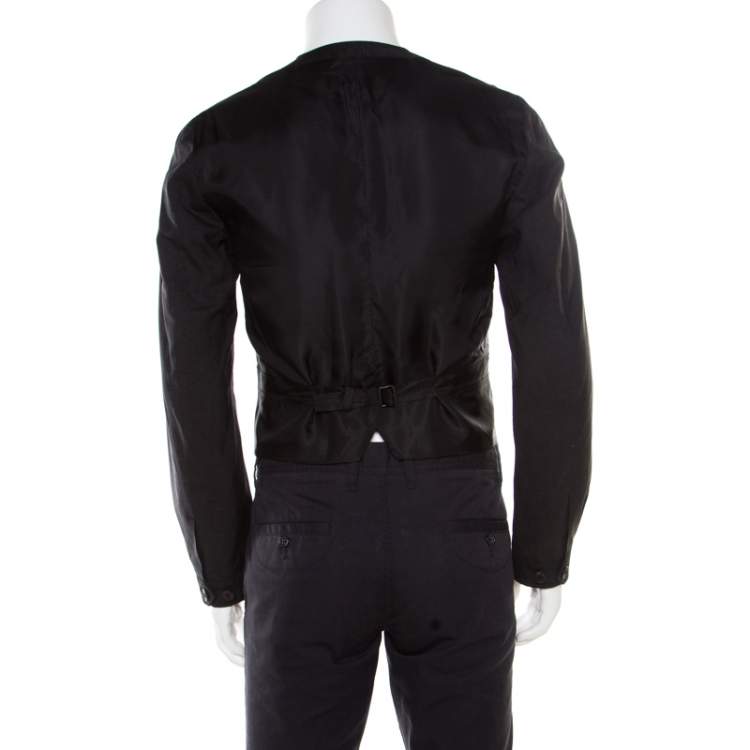 مملوكة مسبقًا Dolce & Gabbana Charcoal Grey Wool Waistcoat Style Blazer S