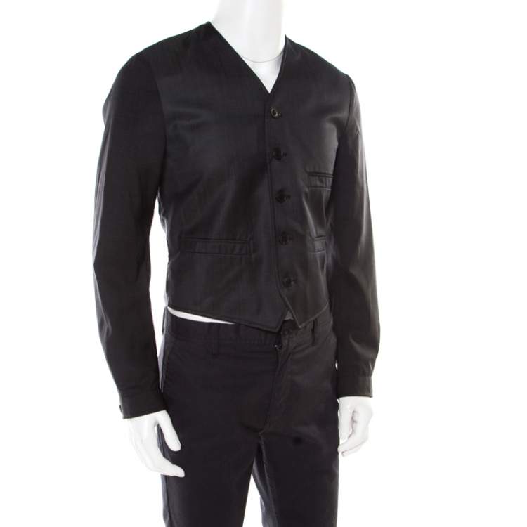 مملوكة مسبقًا Dolce & Gabbana Charcoal Grey Wool Waistcoat Style Blazer S