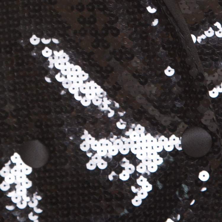 Pre Owned Dolce & Gabbana Black Sequined Double Breasted Vest M