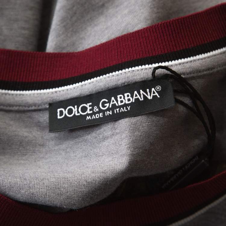 Pre Owned Dolce & Gabbana Grey Cotton Jersey Crown Embroidered T-shirt M
