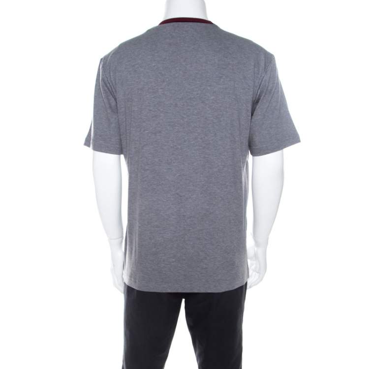 Pre Owned Dolce & Gabbana Grey Cotton Jersey Crown Embroidered T-shirt M