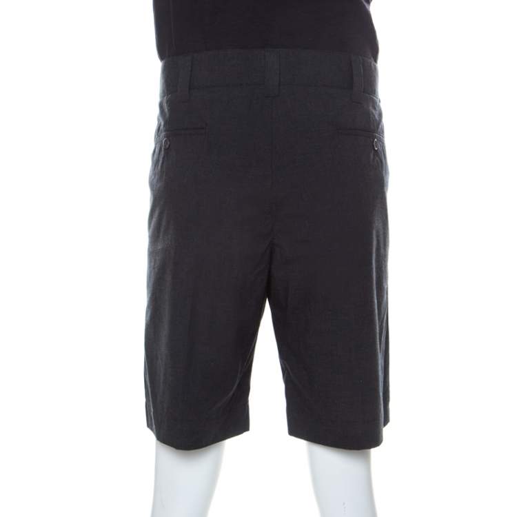 Pre Owned Dolce & Gabbana Grey Micro Houndstooth Cotton Shorts XL