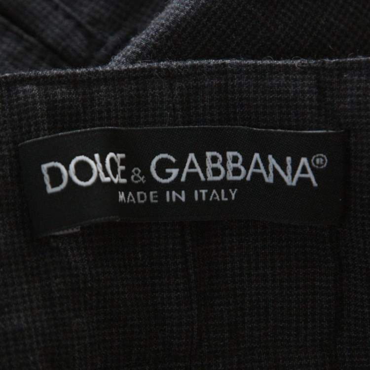 Pre Owned Dolce & Gabbana Grey Micro Houndstooth Cotton Shorts XL