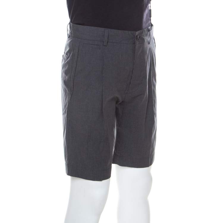 Pre Owned Dolce & Gabbana Grey Pin Striped Cotton Shorts S