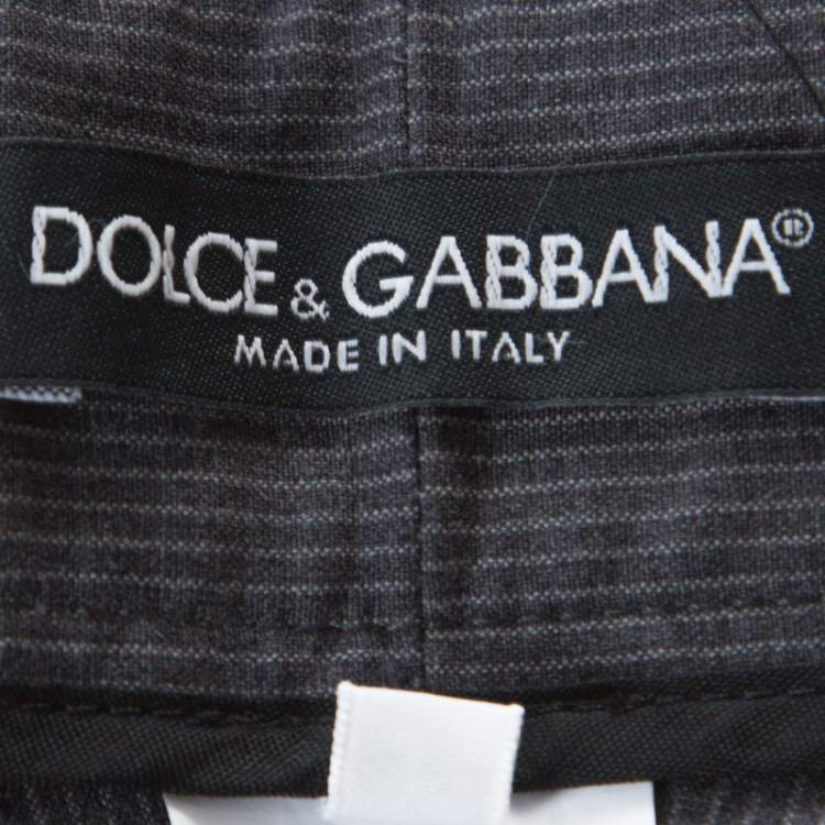 Pre Owned Dolce & Gabbana Grey Pin Striped Cotton Shorts S