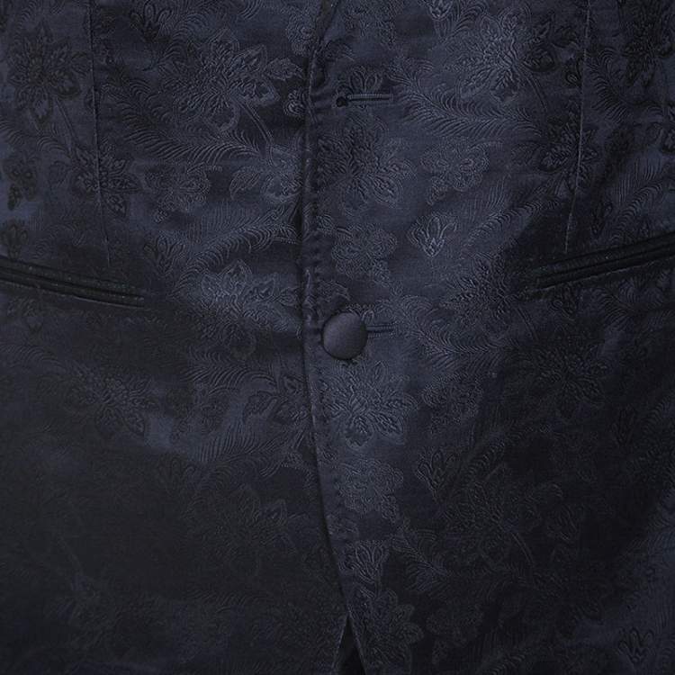Pre Owned Dolce & Gabbana Midnight Blue Jacquard Suit M