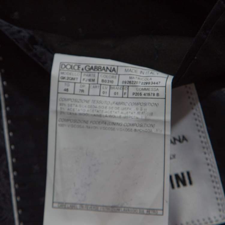 Pre Owned Dolce & Gabbana Midnight Blue Jacquard Suit M