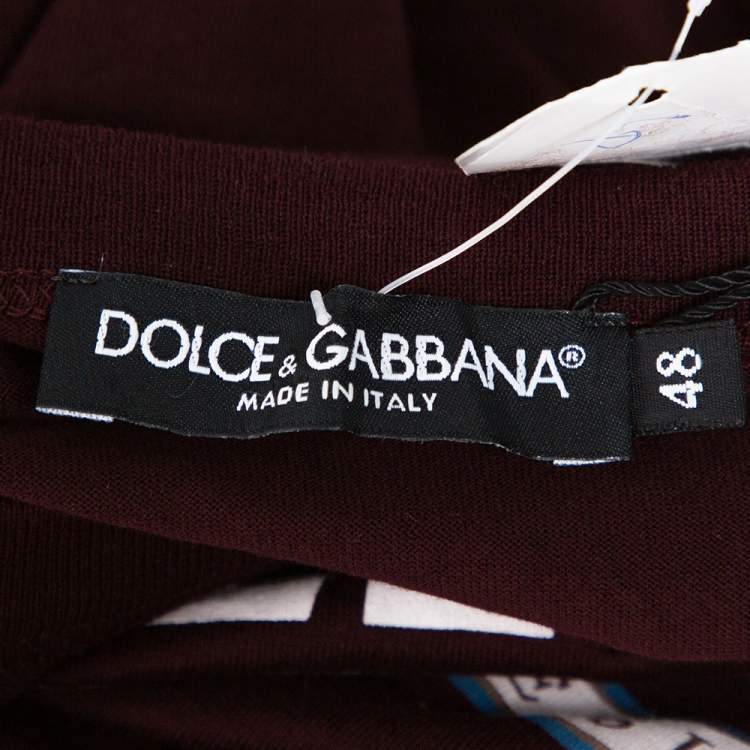 Pre Owned Dolce & Gabbana Burgundy Angelo Custode Print Cotton T-Shirt M