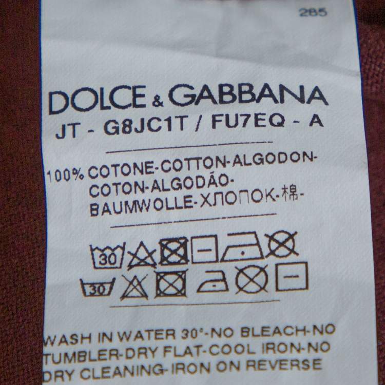 Pre Owned Dolce & Gabbana Burgundy Angelo Custode Print Cotton T-Shirt M