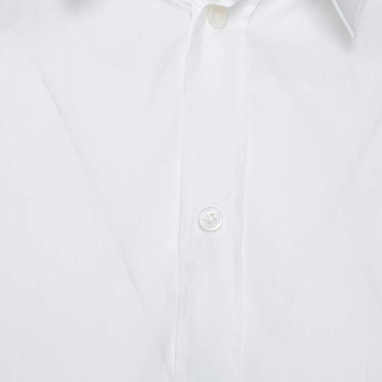 Pre Owned Dolce & Gabbana Gold White Cotton Long Sleeve Button Front Shirt XL