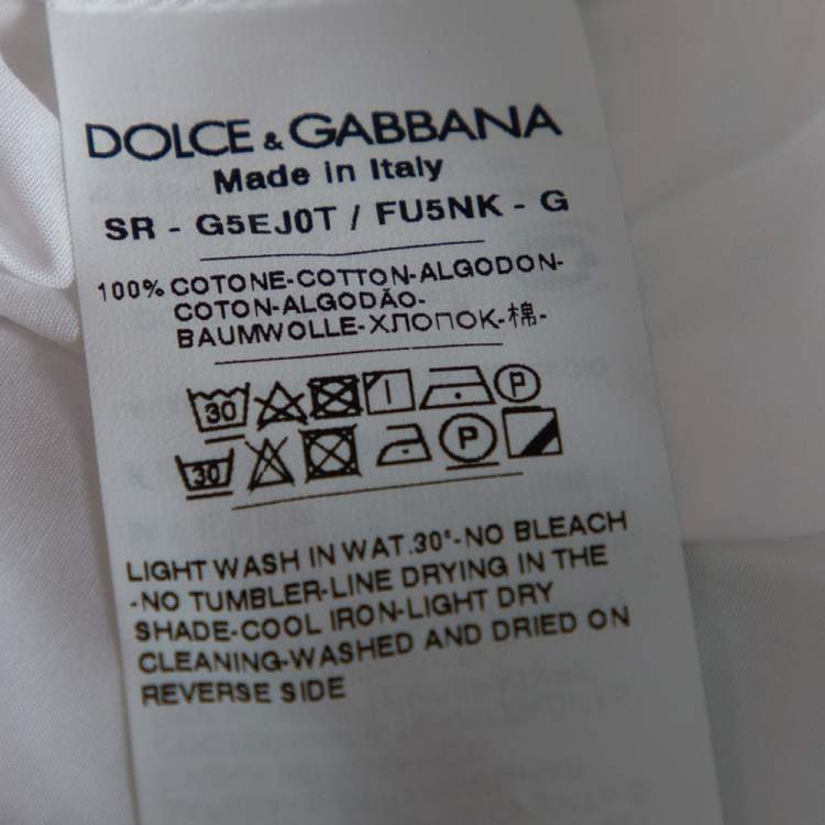 Pre Owned Dolce & Gabbana Gold White Cotton Long Sleeve Button Front Shirt XL