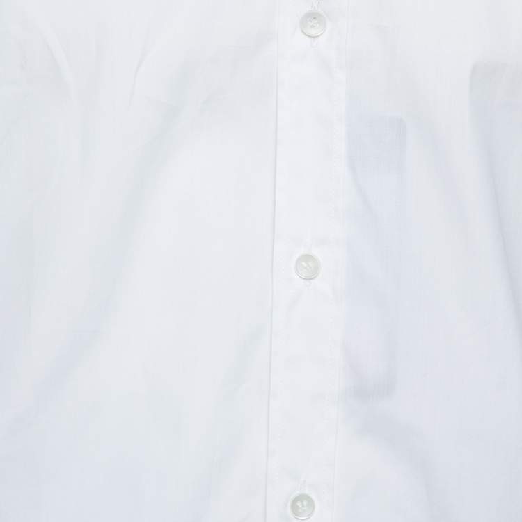 Pre Owned Dolce & Gabbana Gold White Cotton Long Sleeve Button Front Shirt XL