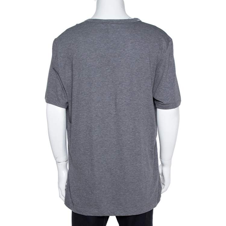 مملوكة مسبقًا Dolce & Gabbana Grey Mélange Cotton V Neck T-Shirt 5XL