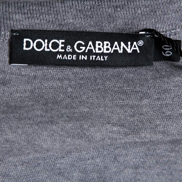 مملوكة مسبقًا Dolce & Gabbana Grey Mélange Cotton V Neck T-Shirt 5XL