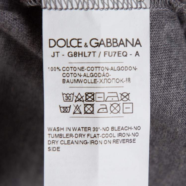 مملوكة مسبقًا Dolce & Gabbana Grey Mélange Cotton V Neck T-Shirt 5XL