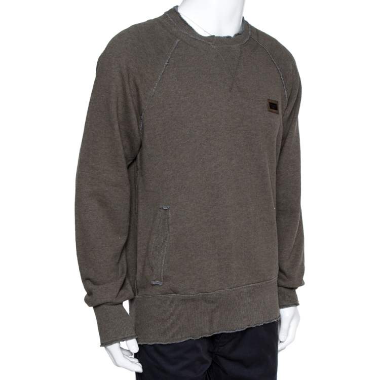 Pre Owned Dolce & Gabbana Grey Cotton Knit Sweatshirt L