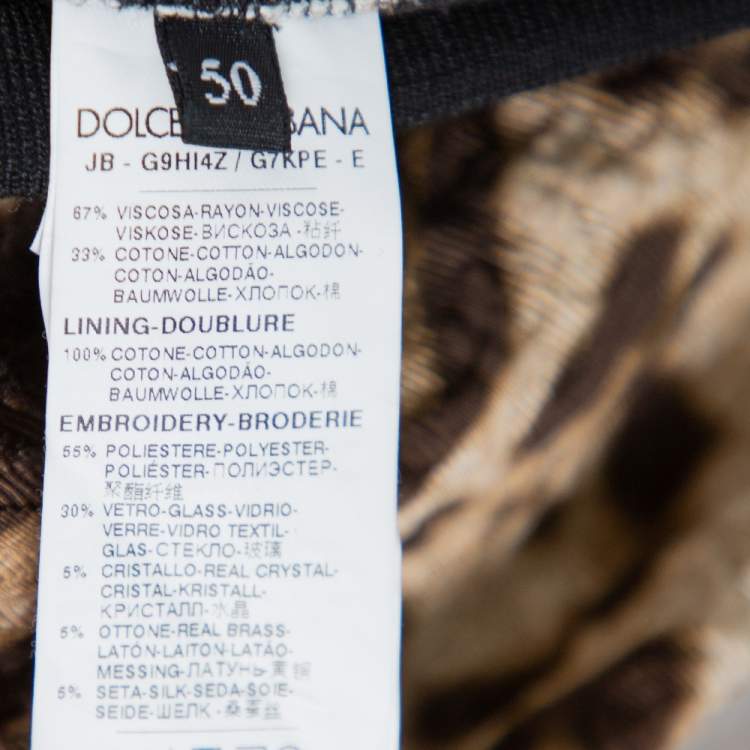 Pre Owned Dolce & Gabbana Brown Leopard Print Jacquard Musical Patch Sweatshirt L