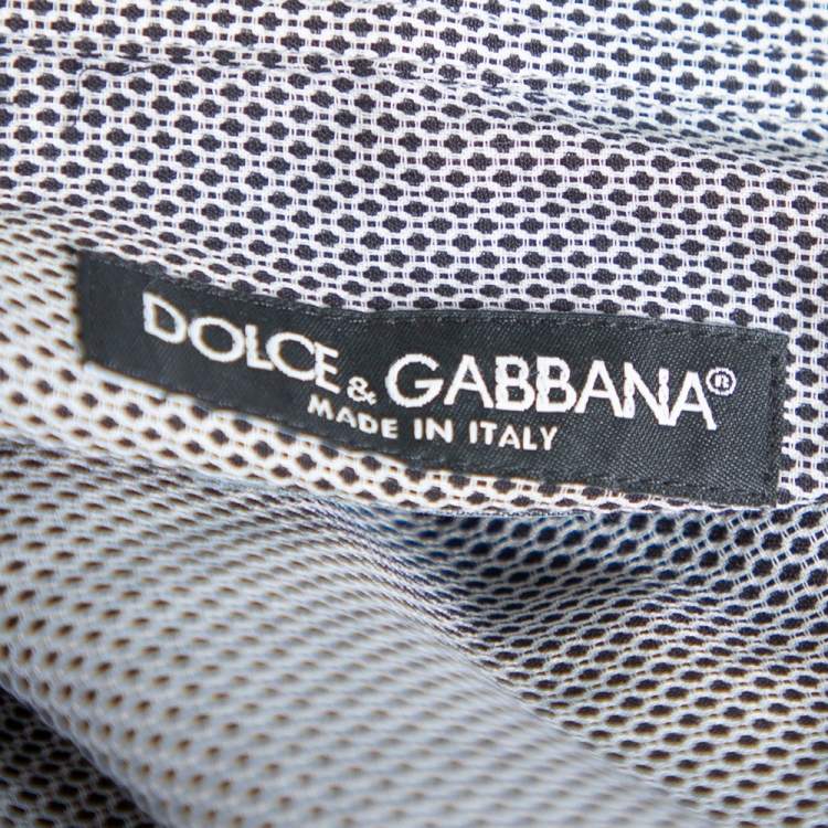 Pre Owned Dolce & Gabbana Monochrome Cotton Button Front Gold Slim Fit Shirt XL