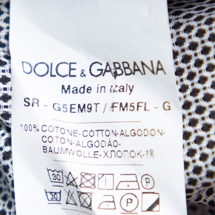 Pre Owned Dolce & Gabbana Monochrome Cotton Button Front Gold Slim Fit Shirt XL