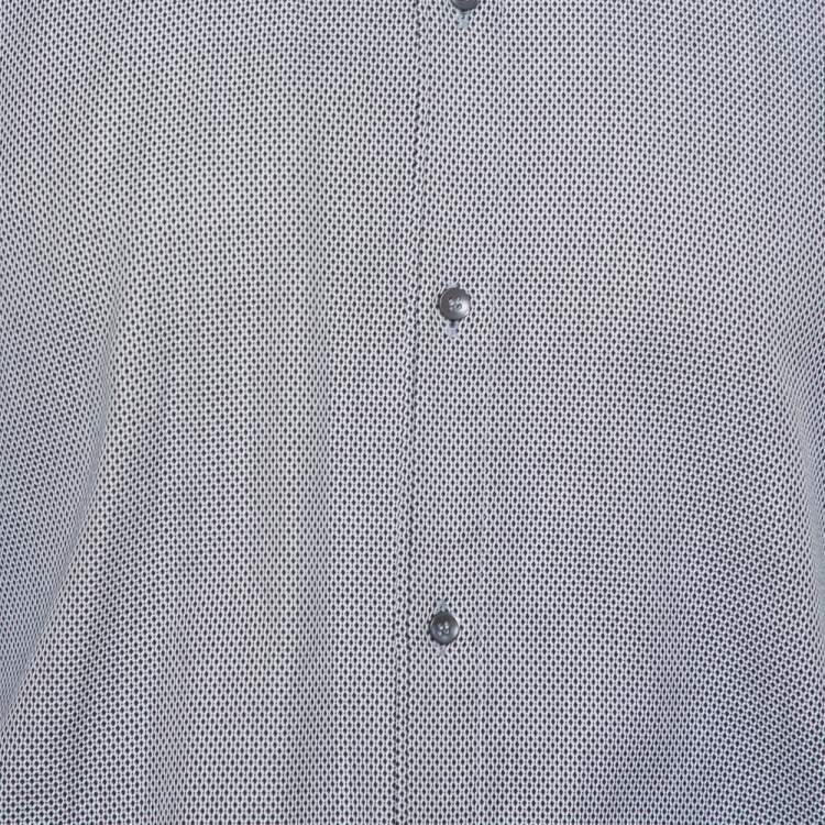 Pre Owned Dolce & Gabbana Monochrome Cotton Button Front Gold Slim Fit Shirt XL