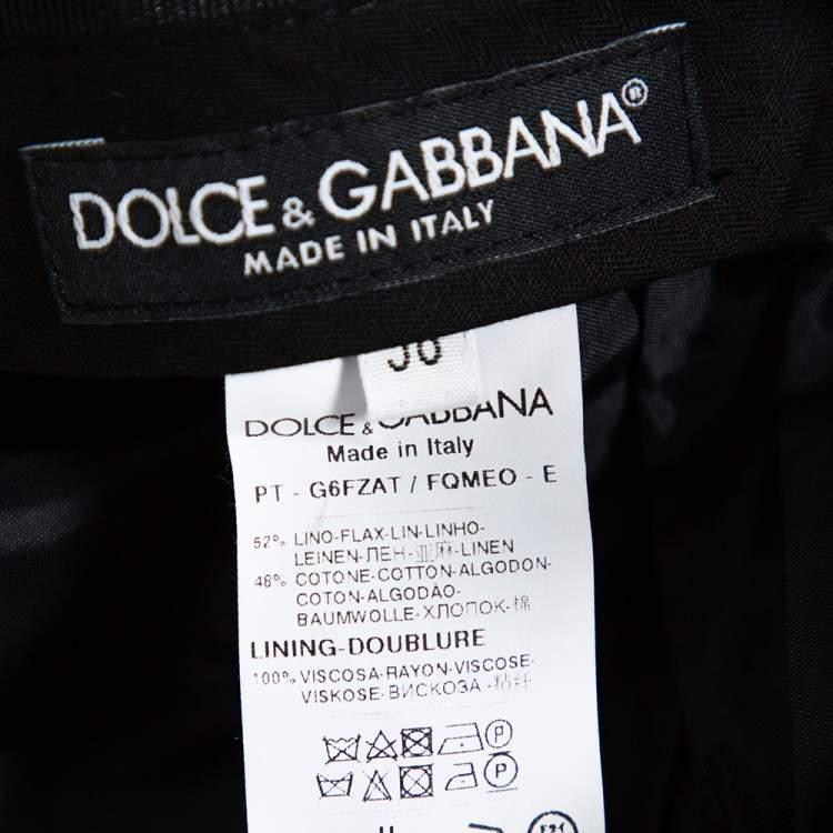 Pre Owned Dolce & Gabbana Brown Flax Dupplin Plaided Classic Trousers 4XL