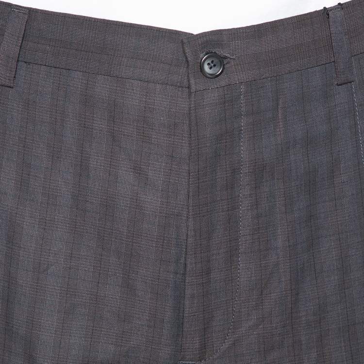 Pre Owned Dolce & Gabbana Brown Flax Dupplin Plaided Classic Trousers 4XL