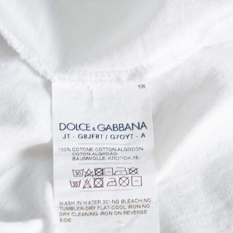 Pre Owned Dolce & Gabbana White DG Heaven Printed Cotton Crewneck T-Shirt L