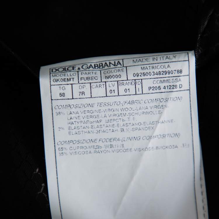 Pre Owned Dolce & Gabbana Black Wool Tailored Martini Suit 4XL